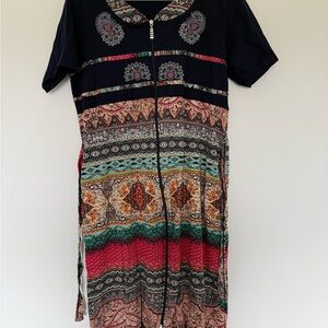 Boho Zip-Front Multi-Color Women’s Robe/Nightgown